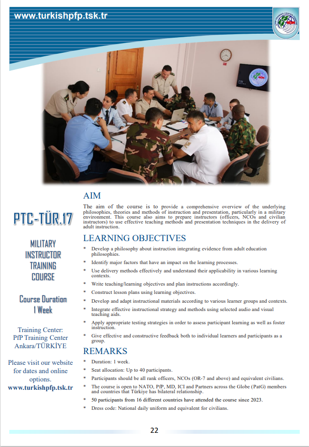 Turkish Partnership for Peace Training Center | Turkish PfP